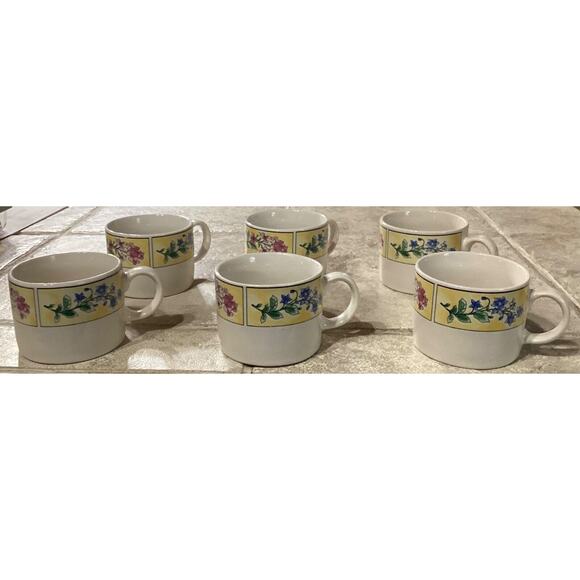 6 ~ SAKURA SUE ZIPKIN MAJESTICWARE STONEWARE CUPS Mugs 1996 Spring Valley Floral - Picture 2 of 11